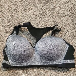 Victoria's Secret Black and Gray Sports Bra with Padded Support